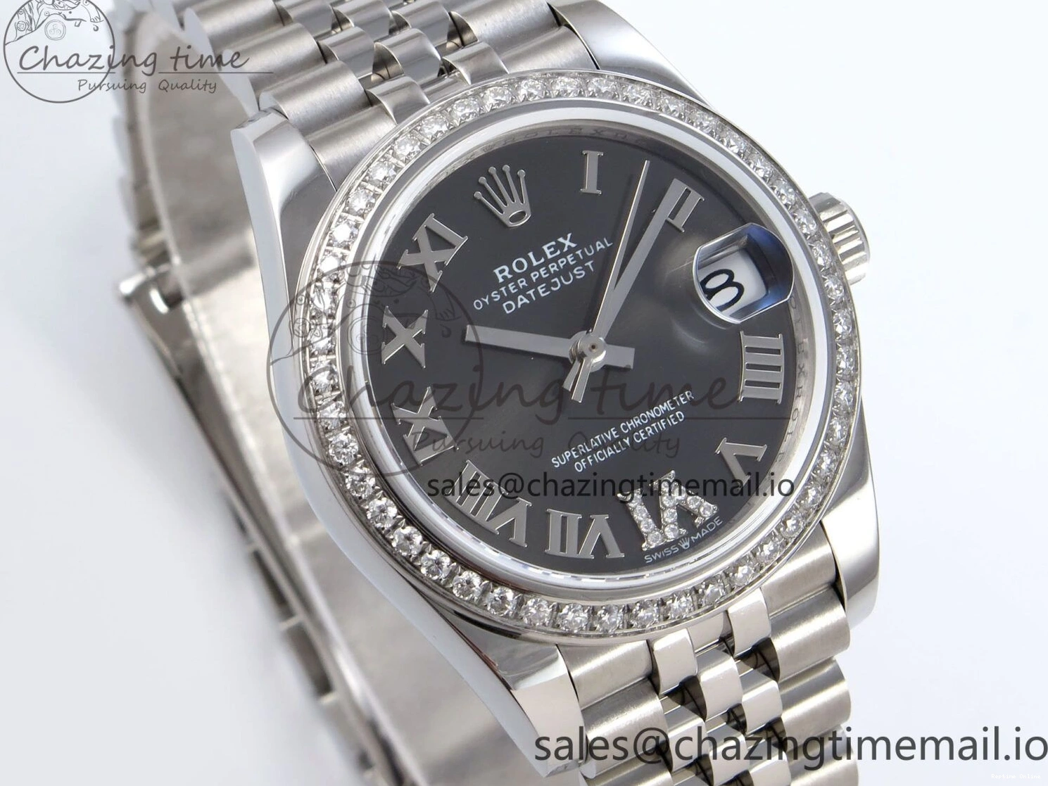 0119 DateJust 31 278384RBR JARF 1:1 Best Edition 904L Steel Gray Roman Diamonds Dial on SS Jubilee Bracelet HZ Classic 875